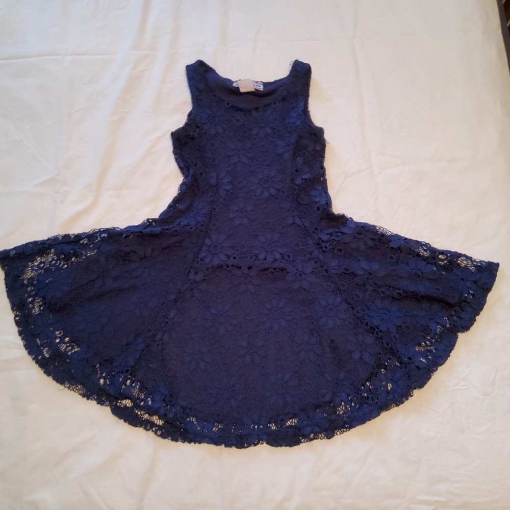 Navy blue floral crochet dress